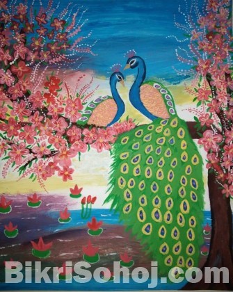 Peacock painting on art paper
